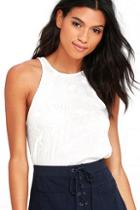 Lucy Love Charlie White Embroidered Tank Top