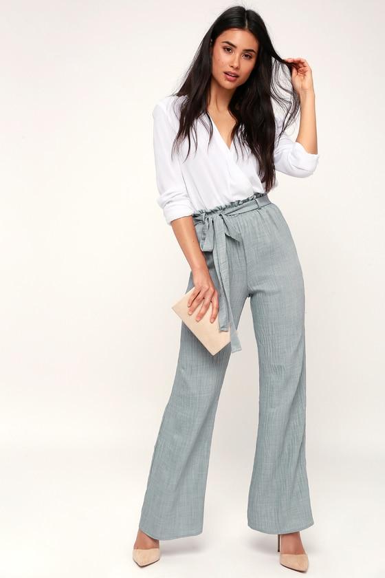 Vacay All Day Slate Blue Wide-leg Pants | Lulus