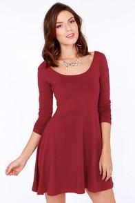 Star Of India Scoop's On! Wine Red Skater Dress
