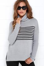 Bb Dakota Carver Blue Grey Striped Sweater