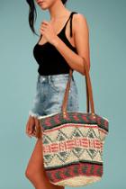 Billabong East Of Dover Beige Woven Tote Bag