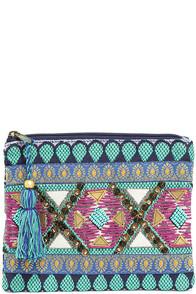 Love Stitch Madagascar Market Green Beaded Clutch