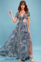 Isla Bonita Blue And White Print Two Piece Maxi Dress | Lulus