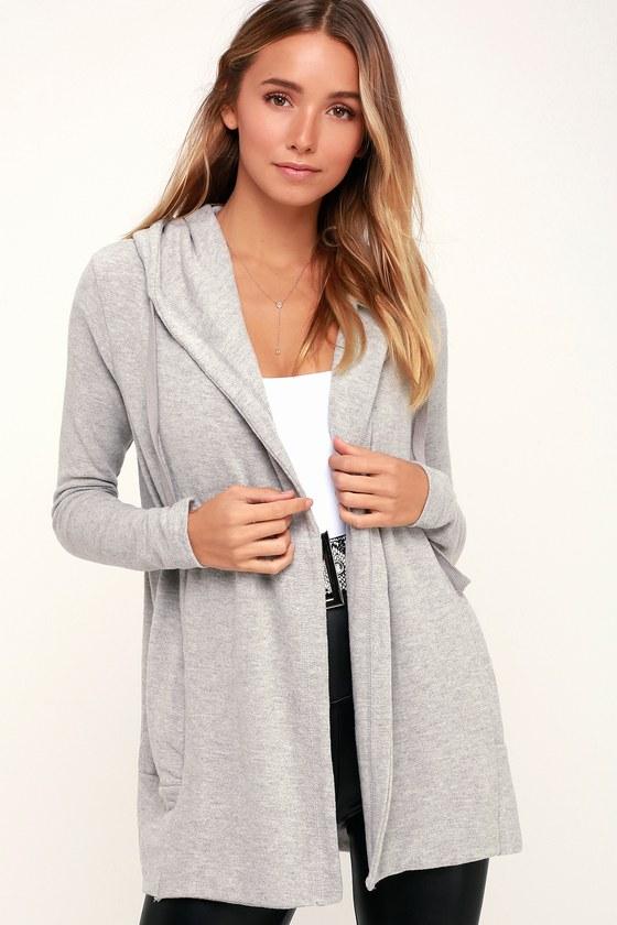 Z Supply Soft Spun Heather Grey Hooded Cardigan Sweater | Lulus