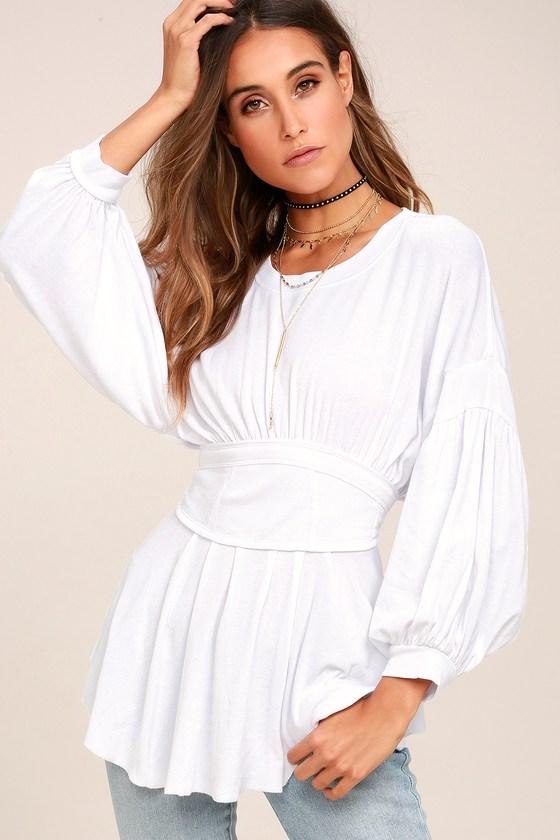 Free People | Time Traveler White Long Sleeve Top | Size X-small | Lulus