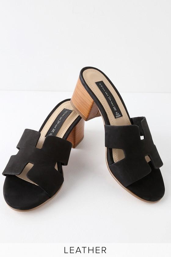 Steve Madden Foreva Black Nubuck Leather Mules | Lulus