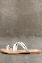 Steve Madden Becky White Leather Flat Sandal Heels | Lulus