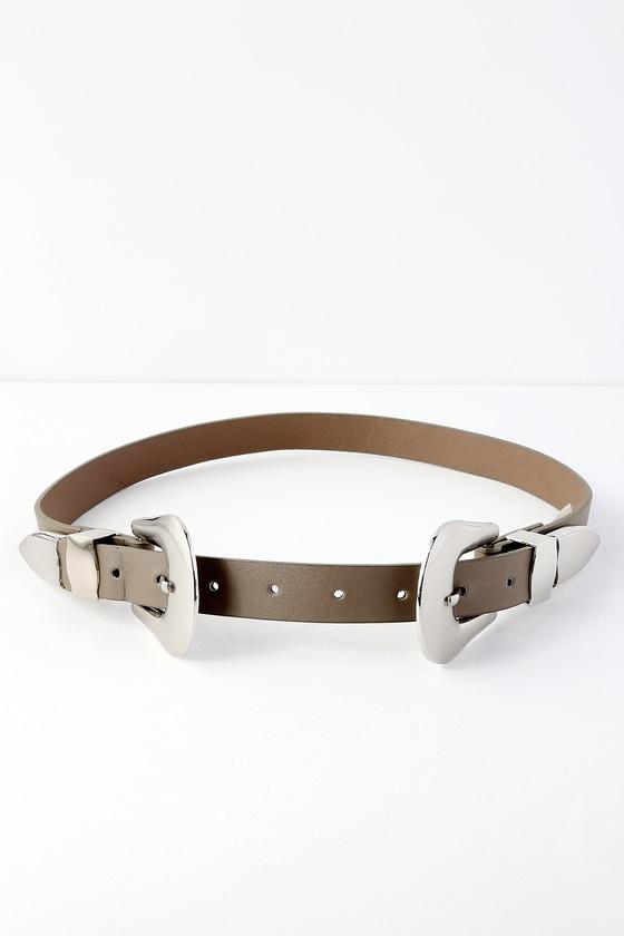 Showboat Charcoal Grey Double Buckle Belt | Lulus