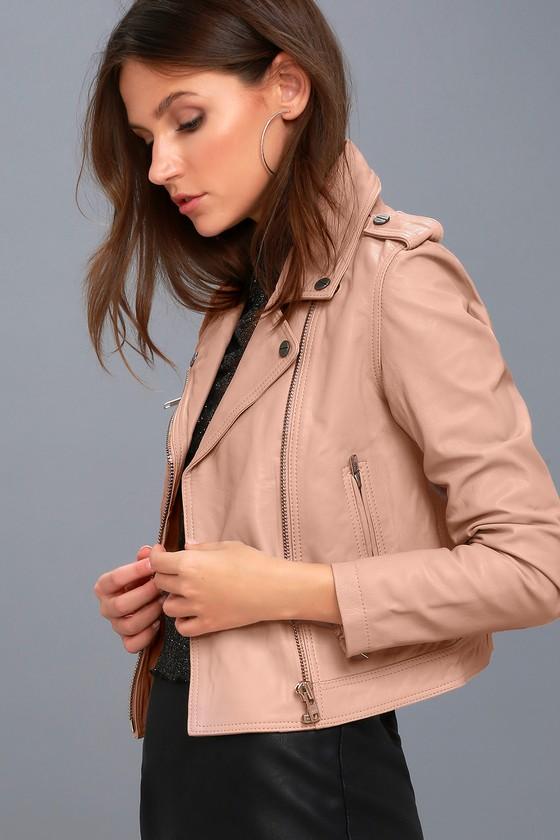 Obey Diablo City Blush Pink Leather Moto Jacket | Lulus