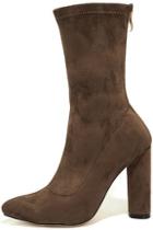 Jacobies Unbelievably Chic Taupe Suede High Heel Mid-calf Boots