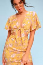 Amuse Society Bohemian Rhapsody Yellow Floral Print Tie-front Maxi Dress | Lulus