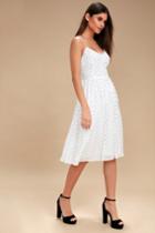Bb Dakota Sloane White Polka Dot Midi Dress | Lulus