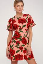 I. Madeline Dance Fleur Bright Peach Floral Print Skater Dress | Lulus