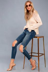 One X One Teaspoon Freebirds Ii Medium Wash Distressed High-waisted Skinny Jeans