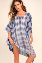 Love Stitch Leisurely Blue And White Tie-dye Cover-up