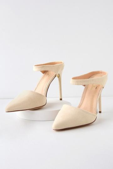 Vigo Fiore Reta Nude Suede Pointed Toe Heels | Lulus