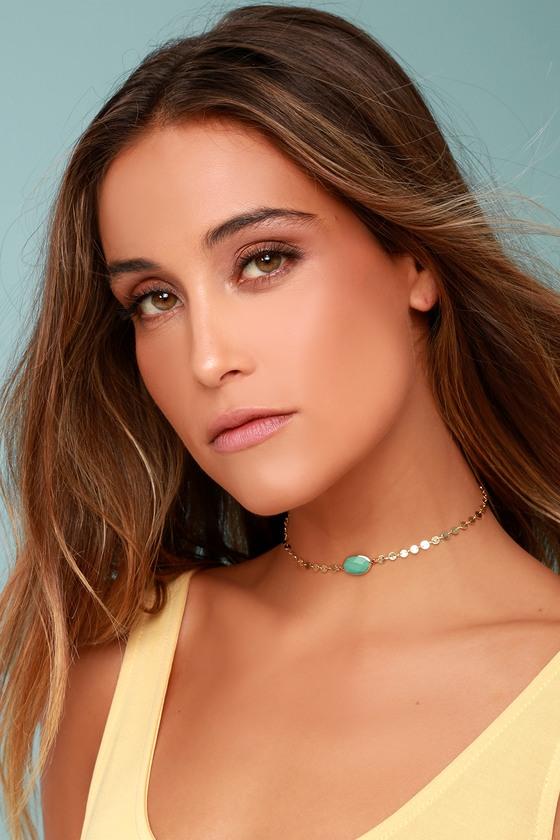 Bentley Gold And Turquoise Choker Necklace | Lulus