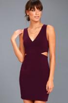 Lulus | Backstage Pass Plum Purple Sleeveless Cutout Bodycon Dress | Size Large | 100% Polyester