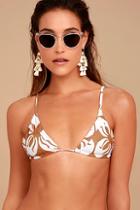 Stone Fox Sol Light Brown Floral Print Bikini Top