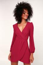 The Fifth Label Chemistry Berry Red Long Sleeve Wrap Dress | Lulus