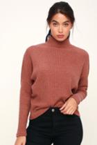 Z Supply The Mock Neck Rusty Rose Thermal Long Sleeve Top | Lulus