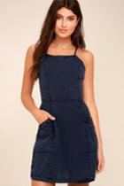 O'neill | Esme Denim Blue Mini Dress | Size Large | 100% Cotton | Lulus
