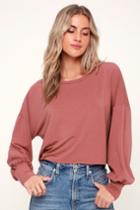 Julian Mauve Pink Balloon Sleeve Sweater Top | Lulus