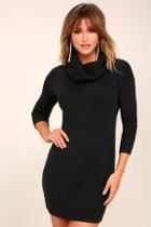 Lulus Tea Reader Black Sweater Dress