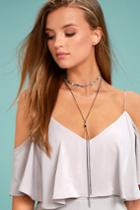 Lulus | Along The Way Black And Silver Layered Choker Necklace