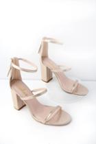 Candice Champagne Metallic Ankle Strap Heels | Lulus