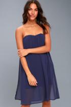 Allure Of It All Navy Blue Strapless Dress | Lulus