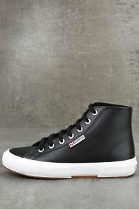 Superga Superga 2795 Fglu Black Leather High-top Sneakers