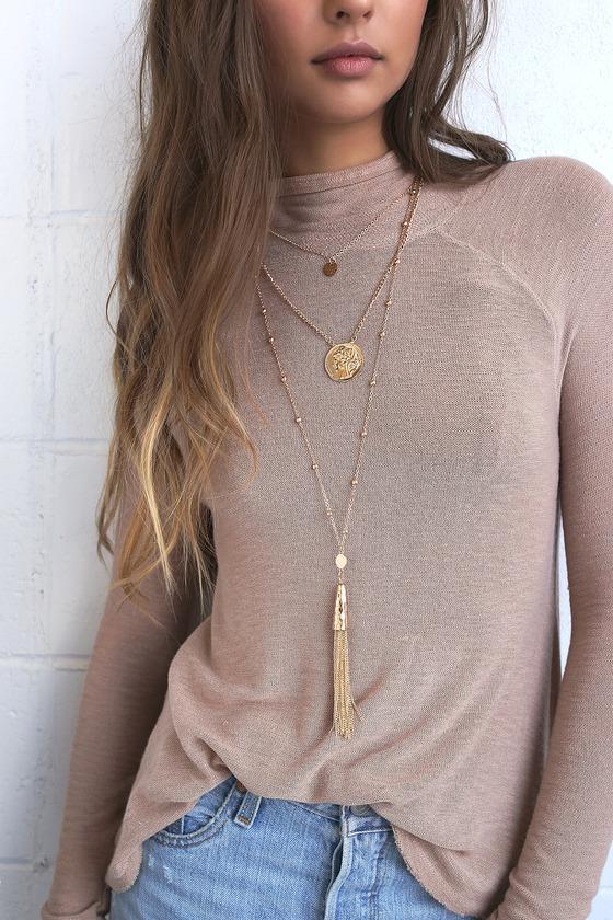 Naples Gold Layered Tassel Necklace | Lulus