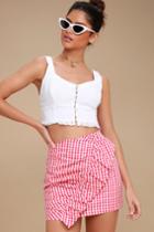 Re:named Collegiate Class Red And White Gingham Mini Skirt | Lulus