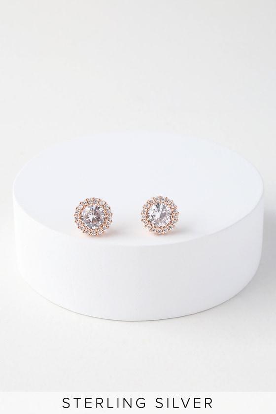 Light In The Night Rose Gold And Clear Rhinestone Earrings | Lulus