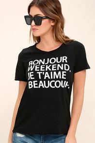 Chaser Bonjour Weekend Black Tee