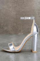 Glamorous Ceara Silver Ankle Strap Heels