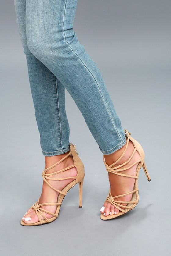 So Me Margarete Nude Suede Caged Heels | Lulus