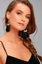Lulus | Supreme Style Gold And Black Tassel Earrings