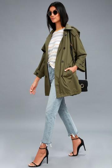 I. Madeline Jia Olive Green Hooded Jacket | Lulus