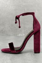 So Me | Gracie Wine Velvet Lace-up Heels | Size 5.5 | Red | Lulus