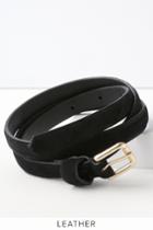 Minimalist Effort Black Genuine Suede Leather Skinny Belt | Lulus
