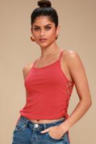 Project Social T Bodhi Washed Red Lace-up Crop Top | Lulus