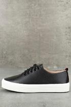So Me Avery Black Perforated Flatform Sneakers