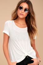 Lush | Nothing Holding Me Back Cream Tee | Size Large | White | Lulus