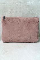 Lulus Fur-ever More Mauve Faux Fur Clutch