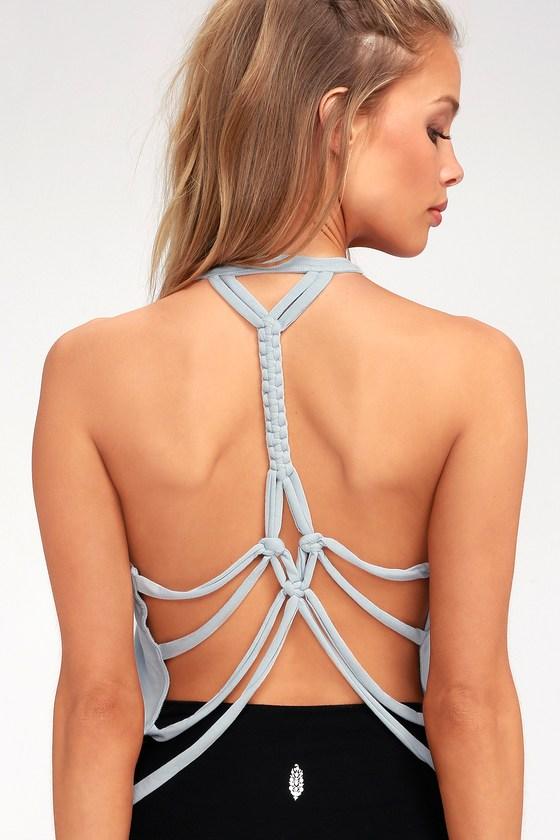 Free People Slay Light Blue Backless Tank Top | Lulus