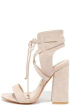 So Me Share A Smile Nude Suede Lace-up Heels