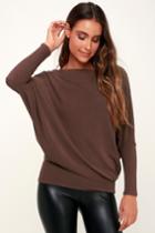 Verla Washed Plum Purple Dolman Sleeve Sweater Top | Lulus