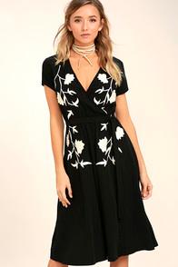 Lulus I Heart You Black Embroidered Midi Dress